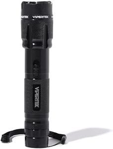 VIPERTEK VTS-T03 Aluminum Stun Gun for Self Defense Rechargeable with LED Flashlight, Black