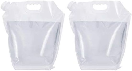 Syga 5 Liters Portable Collapsible Water Storage Tank Water Container Water Carrier Lifting Bag Camping Hiking Survival Kit Tool-White, Pack of 2