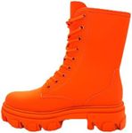 Cape Robbin Chrisley Combat Boots for Women, Platform Boots with Chunky Block Heels, Womens High Tops Boots (Orange, US Footwear Size System, Adult, Women, Numeric, Medium, 8)