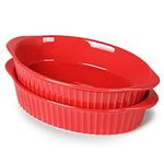 LEETOYI Porcelain Small Oval Au Gratin Pans, Baking Dish Set for 1 or 2 person servings, Bakeware with Double Handle for Kitchen and Home, Set of 2 (Red)