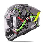 Ignyte IGN-4 Trever ISI / DOT Certified Double Visor Full Face Helmet Outer Anti-Fog Clear Visor and Inner Smoke Sun Shield (Large 600 MM, Glossy Titanium Grey)