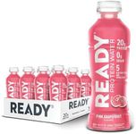 Ready® Protein Water – 20g Whey Protein Isolate, Zero Sugar, Low-Calorie Sports Drink for Hydration & Recovery – Electrolytes, Essential Amino Acids – Pink Grapefruit, 16.9 fl oz Bottles (12-Pack)