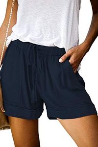 QUEEN PLUS Casual Shorts for Women Summer Fashion Navy Blue Cute Shorts Pants for Girls Daily XL