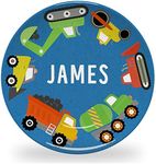 Tiny Expressions - Personalized Truck Plate for Boys with Customized Name and Colorful Cars | BPA Free | Dishwasher Safe