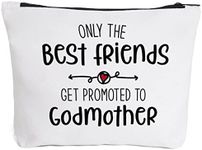 Godmother Gift Godmother Proposal Pregnancy Announcements for Sister Bestie Only The Best Friends Get Promoted to Godmother Makeup Bag Mother's Day Birthday Christmas Godmother Gifts from Godchildren, White, XL, Fashion Design