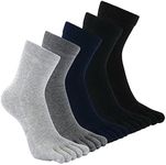 Teenloveme Mens Running Five Finger Toe Socks Cotton Liner Crew Socks, UK Men's shoes 6-10, Multicoloured-5 Pairs