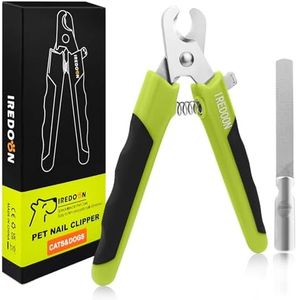 IREDOON Dog Nail Clippers and Trimmers with Nail File, Ultra-Sharp 4CR13 Stainless Steel Blades Pet Grooming Nail Clippers for Small Medium-Large Breeds (Green)