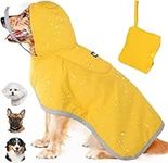 Eyein Dog Raincoat, Waterproof Dog Rain Jacket Vest with Harness Hole & Clear Hooded Double Layer, Adjustable & Reflective Safety Dog Rain Coat Poncho with Storage Pocket for Small Medium Large Dogs