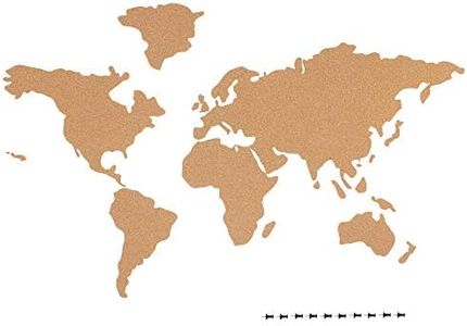 Navaris Mapa de Corcho Pared - Mapamundi Autoadhesivo para Fotos Banderas Carteles - con 10x Chincheta para marcar Lugares visitados - 102 x 50.3 CM