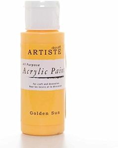 Artiste Acrylic Paint 59ml 2Oz Golden Sun, Quick-Drying Professional Art, Craft and Hobby Artists Paint, Vibrant Colour, Water-Based Paints Cover All Surfaces with Ease, Ideal for Travel Artists