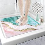 Square Shower Mat Non Slip Anti Mould, 60 x 60 cm Soft Comfort Loofah Shower Mats for Inside Shower, Washable Massage Mat for Shower Stall