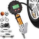 Boulder Tools Tire Pressure Gauge with Inflator | LED Digital Tire Inflator Gauge with Air Chuck Locking, Bleed Valve; Heavy Duty Air Compressor Accessories for Car, Cycle, Balloon, Cushion, Ball