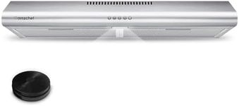 AMZCHEF Under Cabinet Range Hood 30 Inch, 250CFM Stainless Steel Kitchen Stove Vent Hood 3 Speed Exhaust Fan Button Control LED lights Dishwasher-Safe Aluminum Filters with Charcoal Filter