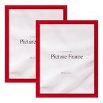 eletecpro 11x14 Picture Frame Set of 2, Made of Engineered Wood, Display 11x14 Photo with Acrylic Cover, Colorful Picture Frames for Wall Mounting Table Top Display, Red