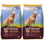 Meat Up Adult Dry Dog Food Meat and Rice Flavour, 3kg (Buy 1 Get 1 Free), Total 6 Kg Pack