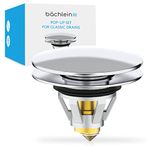 Bächlein Universal Pop Up Washbasin Plug - Chrome Drain Strainer for Washbasins - 40mm Drain Valve Plug with Hair Strainer