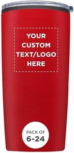 Custom Plastic Tumblers 20 oz Set of 6/12/24 Personalized Bulk Pack with Lids, Ice Coffee Tumbler, To Go Cup Insulated - Red