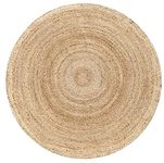 Hausattire Hand Woven Jute Braided Rug, 6’ Round – Natural, Reversible Boho Entry Area Rugs for Kitchen, Living Room I Farmhouse Decorative Floor Rug, 6 Feet Round