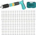 Steel Nails Gun Tool with 200pcs Round Nails,5 Gear Wall Fastening Rivet Gun Tool Nail Gun Monitor Installation Gun Manual Rivet Nail Gun Household Woodworking