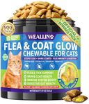 Flea and Tick Prevention for Cats - Cat Flea Treatment with Skin & Coat Support, 500 Crunchy & Creamy Chews, Oral Natural Flea Chewables for Gut & Immunity Support for All Breeds & Ages Chicken Flavor
