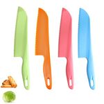 jawbush 11" Plastic Serrated Knives Set to Cut Salad, Bread, Brownies or Lasagna, Professional Large Lettuce Knife to Prevent Browning, Nylon Knife for Nonstick Pans, Durable Chef's Knife, 4 Pcs