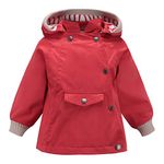 ACESTAR 100% Waterproof Rain Jacket Coat, Windproof Spring Fall Jacket for Boys Girls Infant Toddler Windbreaker Raincoat(JK005R0,7T) Red