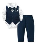 YALLET Baby Boy Clothes Suit 0-18 Months Infant Boy Gentleman Outfits, Dress Shirt+Bowtie+Vest+Pants Set Wedding Party Suits