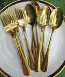 Decor Vibes 12 Pieces Spoons and Forks Set, Food Grade Stainless Steel Flatware Cutlery Set, 6 Forks and 6 Spoons Gold Set for Home, Kitchen, Restaurant-Mirror Polished & Dishwasher Safe