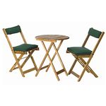 Acacia Wood Bistro with Dark Green Cushions Set/3