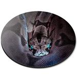 Boa Constrictor Snake Neon Blue - Flexible Round 5mm Rubber Mouse Mat Pad Office Home Novelty Printed Desk Accessory - 44410