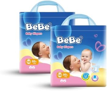BeBe Baby Dry Care Diaper - Tape Style - Newborn- Pack of 2,upto 4 Kg, Custom fit, super soft band, All night Protection, 100% Wetness Lock, Adjustable fit with 5 star skin protection (160 pieces,NB).