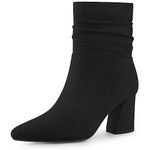 Allegra K Women's Pointy Toe Slouches Zipper Chunky Heel Ankle Boots Black 7.5 UK/Label Size 9.5 US