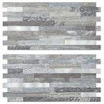 AULIGET 20 Sheets Peel and Stick Backsplash, Distressed Wood Look PVC Wall Tiles Stick on Backsplash for Kitchen