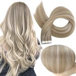 Full Shine Tape in Hair Extensions Remy Hair Color 19/8/60 Grey and Ash Brown Balayage Platinum Blonde Hair Extensions for Women 12 Inch Hair Extensions 20 Pieces 30 Grams