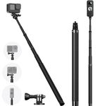 VIDIFY 1.16m / 3.8ft Adjustable Carbon Fibre Invisible Selfie Stick For Insta 360 X4 Extendable Extension Pole For Insta360 X4, X3 Ace Pro, GoPro, DJI Action Panoramic Camera Action Cameras