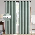 MIULEE Linen Texture Curtains for Bedroom Solid 100% Blackout Thermal Insulated Green Curtains Grommet Room Darkening Curtains/Draperies Luxury Decor for Living Room Nursery 52x108 Inch (2 Panels)