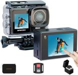 Apexcam 4K 30FPS 20MP Action Cam Dual Screen Touch Screen 40m Waterproof Sports Camera WiFi Camera 170° Wide Angle Remote Control with 2x1350mAh Batteries & Accessories Kits