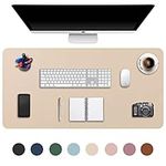 Extended Mouse Pad Mat XXL Desk Pad Large Desk Mat DOBAOJIA 35.4" X 16.9" Desk Blotter Writing Pad for Laptop/Office/Home, PU Leather Waterproof +Suede Non-Slip 90 x 43cm (Beige)