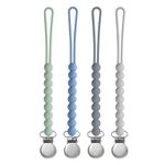 Dummy Clips for Girls, BOUESA Baby Dummy Clip Boys, Pacifier Silicone Clips with One Piece, Keep Pacifier Clean, Dummy Holder 4 Pack