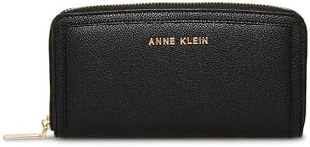 Anne Klein AK Large Curved Wallet, Black/Black, Black/Black