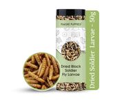 Foodie Puppies Dried Black Soldier Fly Larvae 50gm (Pack of 1) - Fish Food for Bettas, Tetras, Arowana, Flowerhorn, Oscar, Blood Red Parrot and Other Reptiles