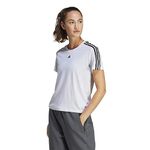 adidas Women's Striped Regular Fit T-Shirt (IC5040_White/Black