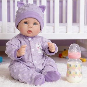 Milidool Lifelike Reborn Baby Dolls Girl-18 inch Realistic Newborn Baby Dolls, Nice Gift for for Kids Age 3 +,Purple Clothes