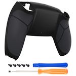 eXtremeRate Black Performance Rubberized Grip Custom Back Bottom Shell Compatible with ps5 Controller, Replacement Back Shell Cover Compatible with ps5 Controller