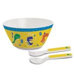 Cello Kidzbee Cone Bowl Dino Party Melamine Bowl Set for Kids | BPA Free and Food-Grade Material | Attractive and Kidfriendly Designs | Break Resistant & Durable Set | Set of 3, Yellow