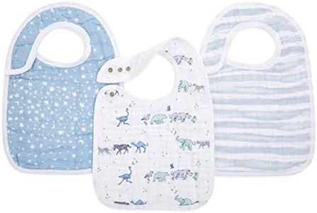 aden + anais Snap Baby Bib, 100% Cotton Muslin, 3 Layer Burp Cloth, Super Soft & Absorbent for Infants, Newborns and Toddlers, Adjustable with Snaps, 3 Pack, Rising Star