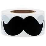 Hybsk 8cm x 4cm Black Mustache Stickers - Moustache Party Favors Total 200 Per Roll (Black) (Black)