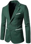 Mens Slim Fit Suit Single Breasted Wedding Suit Jacket Houndstooth Blazer Green
