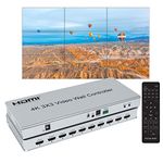 4K 3x3 Video Wall Controller, HDMI 1.4 Splitter 9 Channel Video Wall Processor, Out Audio, Remote Control & RS232, Button Press, 3840x2160/60HZ Output,1x1 1x6 2x1 6x1 2x2 3x3 2x4, Cascade 3x4 4x3 4x4