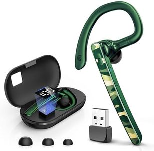 TERUNSOUl Bluetooth Headset V5.3, Wireless Bluetooth Earpiece with 600mAh Charging Case, 110H Playtime, Hands Free Headset for Cell Phone and Computer with Built-in Microphone for Work Trucker Office